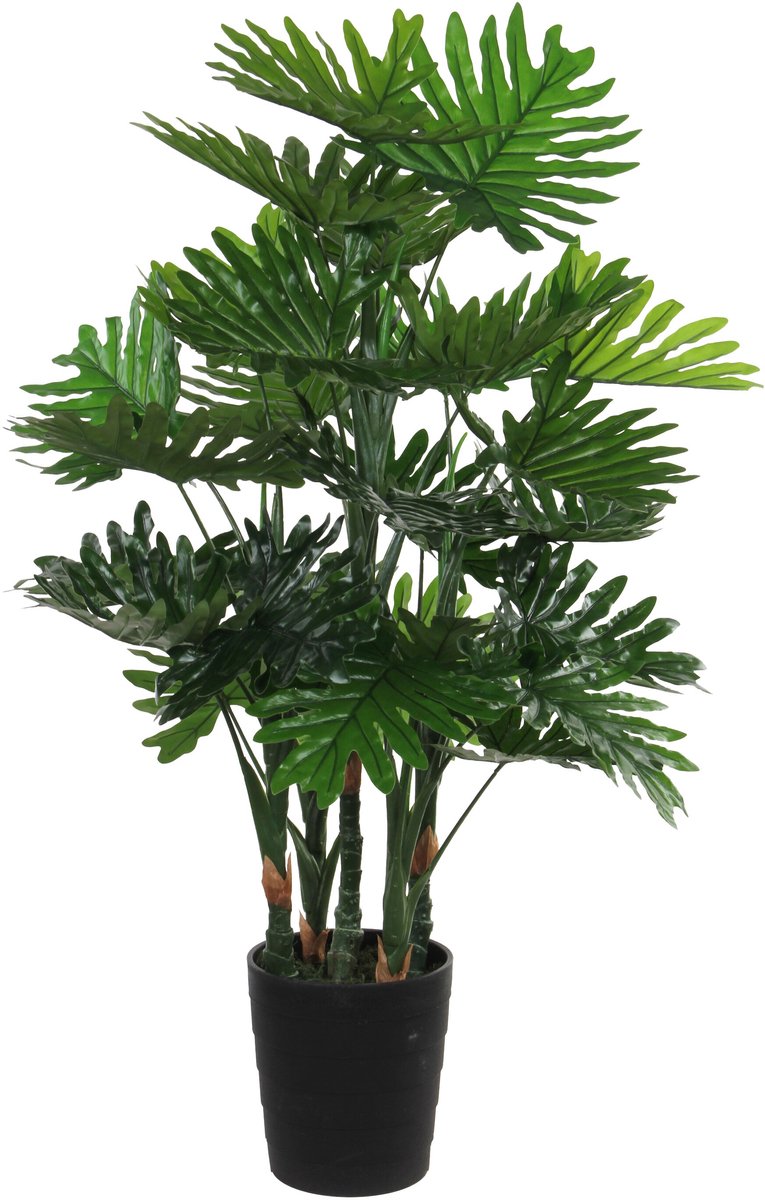 Decorazioni in mica grande pianta artificiale - filodendro - verde - 120 cm - vaso nero