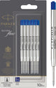 Recambio para bolígrafo Parker - punta media - tinta quinkflow azul - 10 unidades