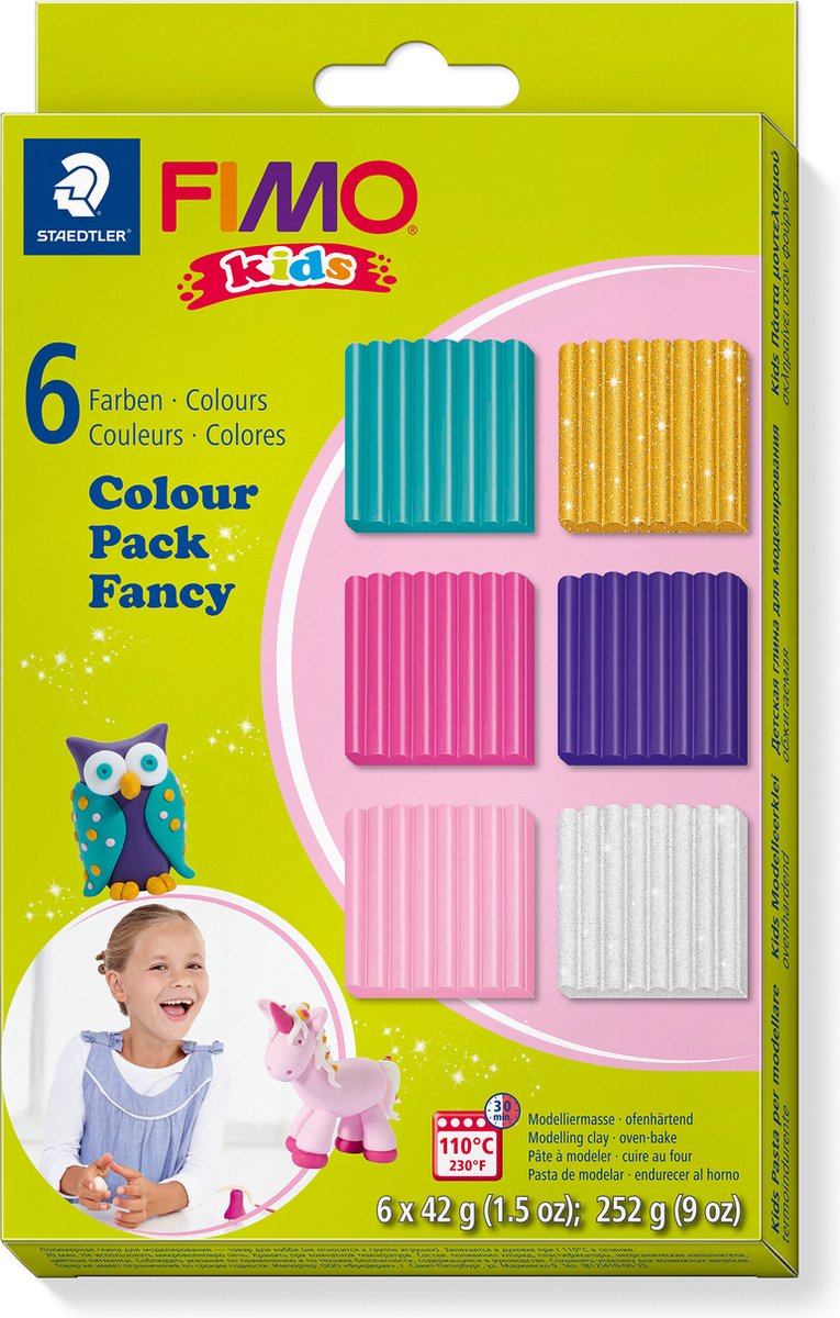 FIMO Kids Mounting Clay Extra Colours, 6dlg.