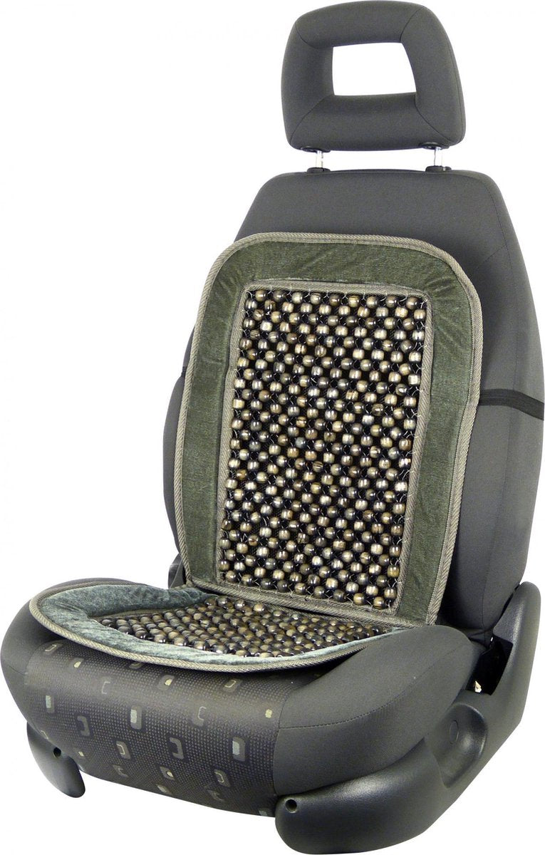 Cuscino per perline Carpoint deluxe – nero grigio – universale – perline in legno – ventilato – per seggiolino auto