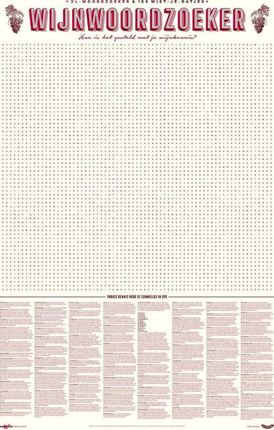 Póster del juego Stratier XL - Búsqueda de palabras con 100 términos de vino - vino - hechos - juego