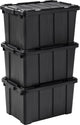 Robusta scatola portaoggetti Iris Power Box - 50 l - 100% plastica riciclata - nera - set da 3