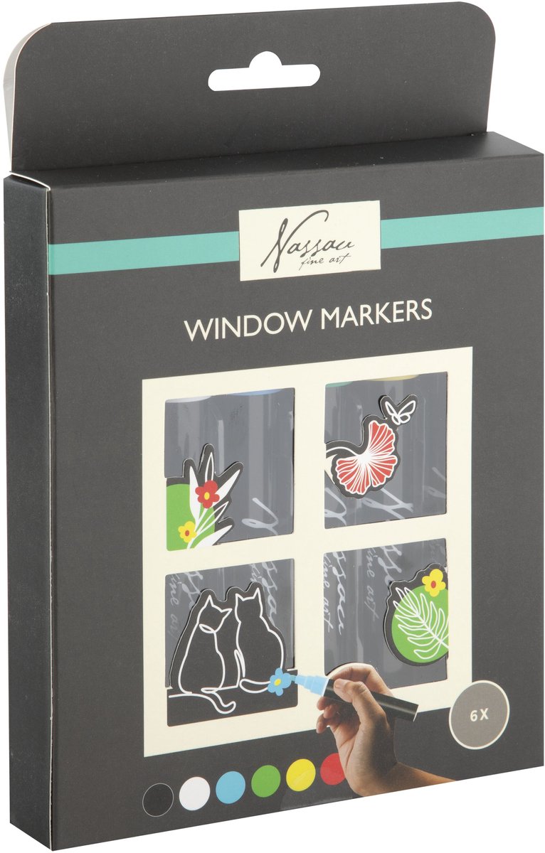 Juego de marcadores de tiza para ventana de Nassau de Creative Craft Group - 6 piezas.