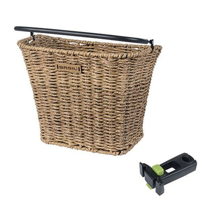 Basil Bremen Rattan Look KF - Basquero de bicicleta - Bond - incluyendo Basil KF ADELANTE -STemTrolder - Marrón claro