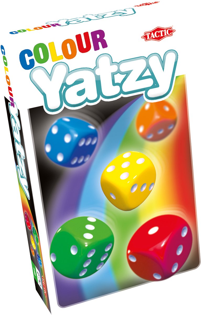 Tactic Color Yatzy – Gioco di dadi – Gioco colorato per famiglie – con intarsio arcobaleno e spiegazione QR – a partire da 6 anni – 2 o più giocatori