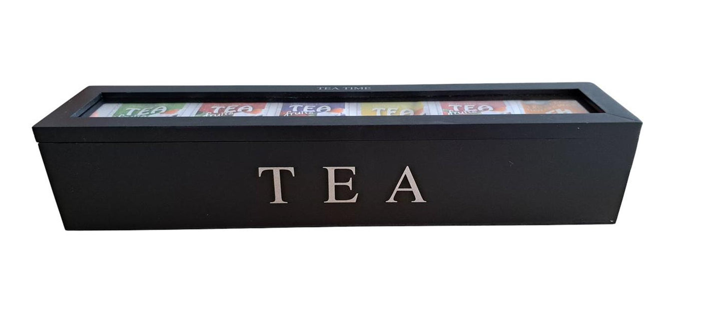 Excelente caja de té para el hogar en mdf con 6 compartimentos.