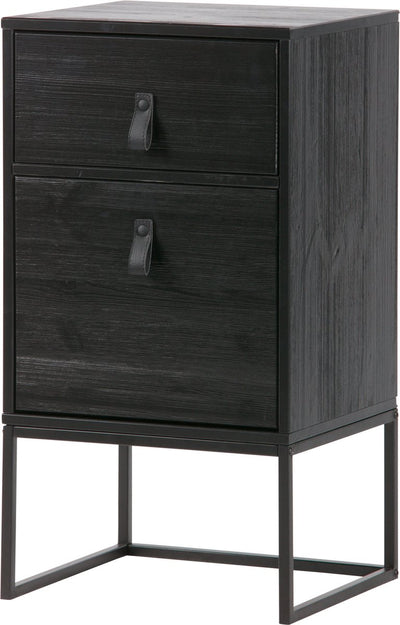 Mesita de noche Woood Zola incl. cajón y puerta - pino - negro - 74x40x35