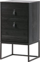 Comodino in legno Zola incl. cassetto e anta - pino - nero - 74x40x35