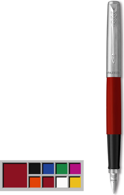 Pluma estilográfica Parker Jotter Originals | acabado rojo clásico | punta mediana | tinta azul y negra