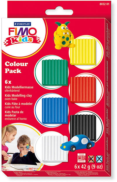 Fimo kids - ovenhardende boetseerklei - colour pack basic (6 x 42g)