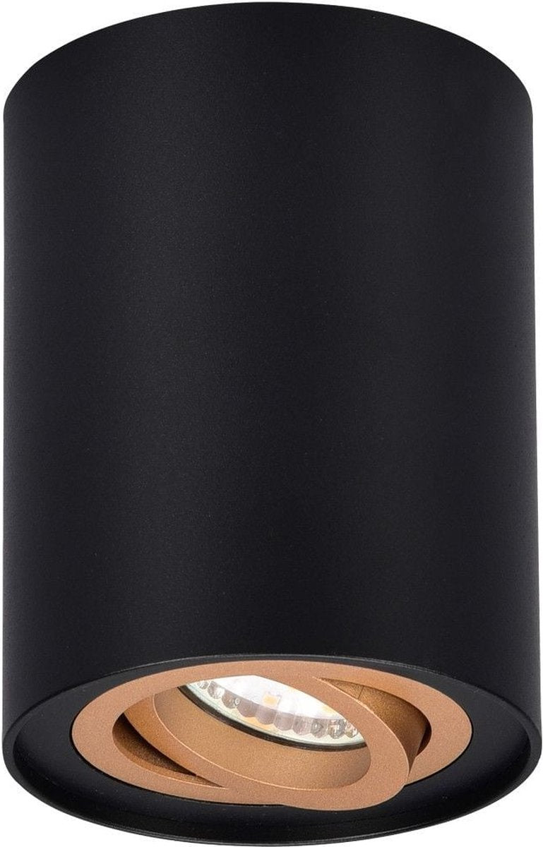 Trio cookie - lampada da soffitto - nero-oro - escl. 1x gu10 4,9 w - orientabile - fissaggio a soffitto