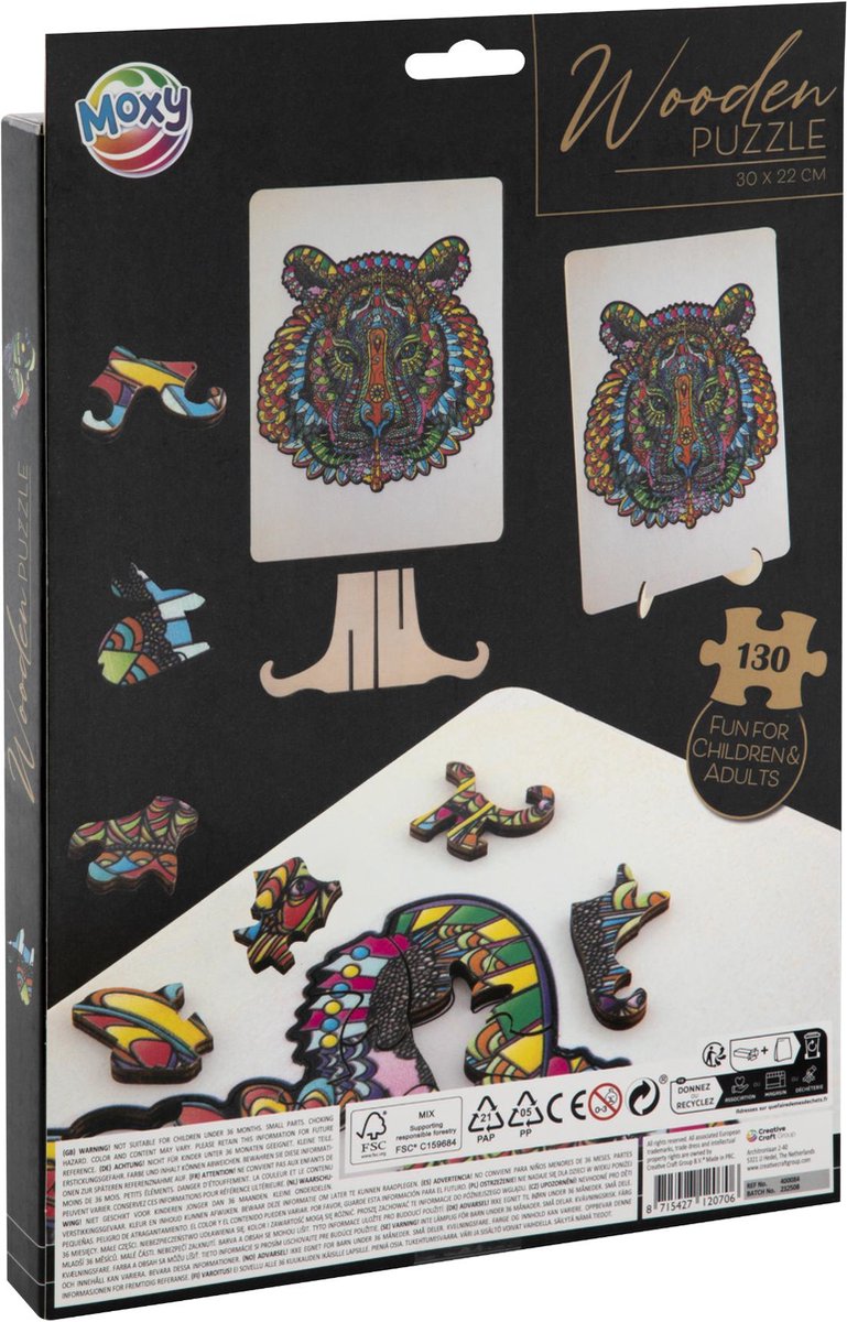 Gruppo artigianale creativo in legno puzzle tigre 130st.