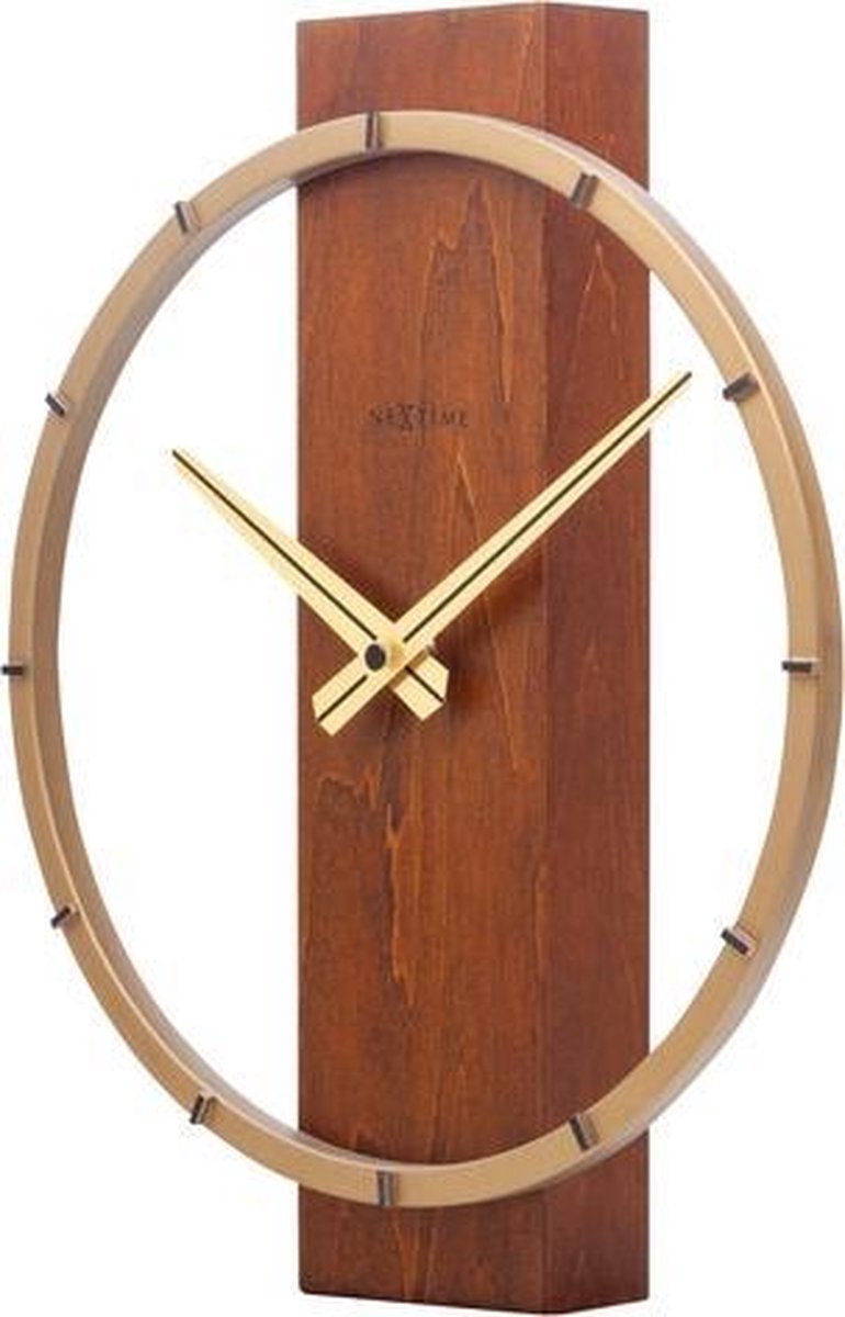 Nexttime carl piccolo – orologio da tavolo orologio da parete – 34 × 27 cm – legno acciaio – marrone
