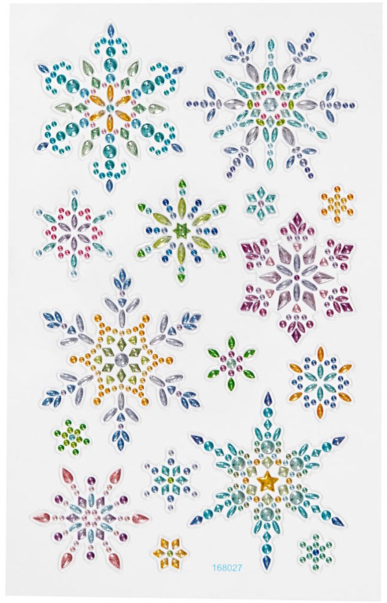 Creativ company diamond stickers - ijskristallen - winter thema stickers - zelfklevende strass stickers - luxe glitter knutselstickers - creatieve versiering - 1 vel