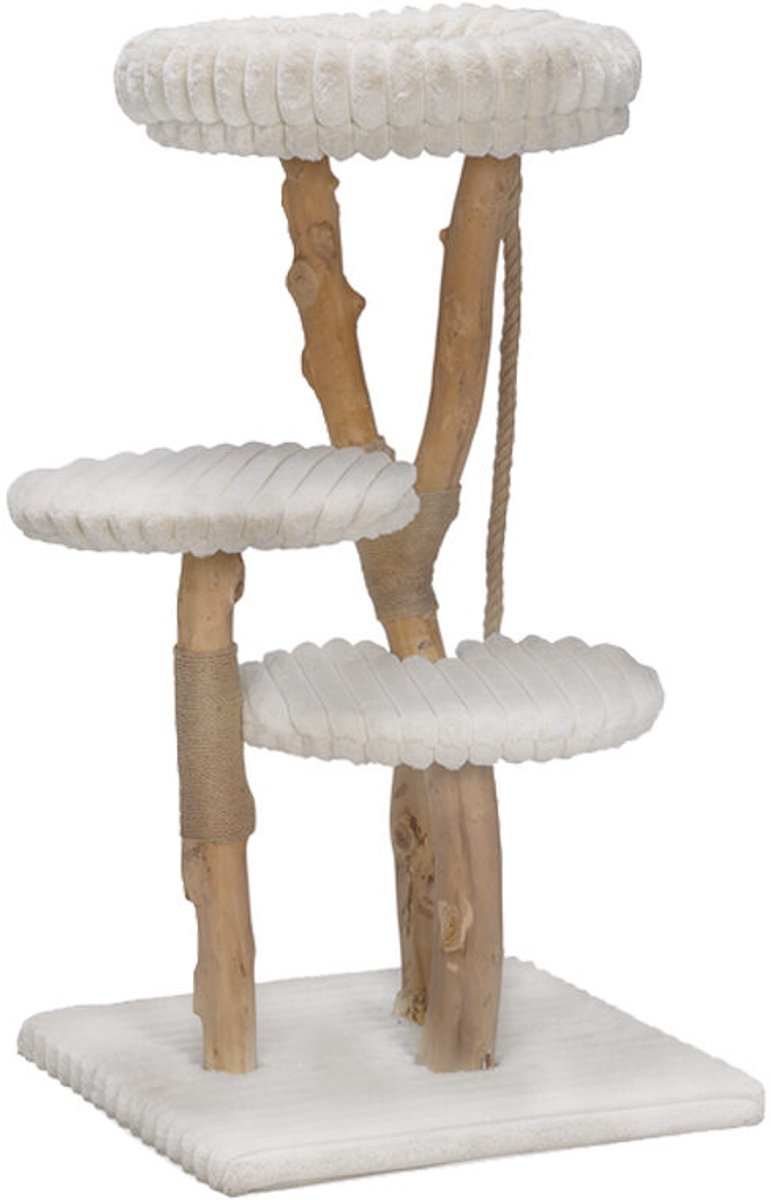 Designed by lotte raja - tiragraffi - legno - crema - 60x60x114 cm