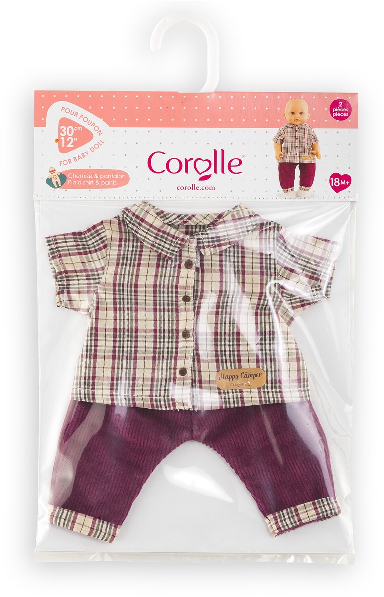 Camicia Corolle a quadri con pantalone piccolo esploratore - 30 cm