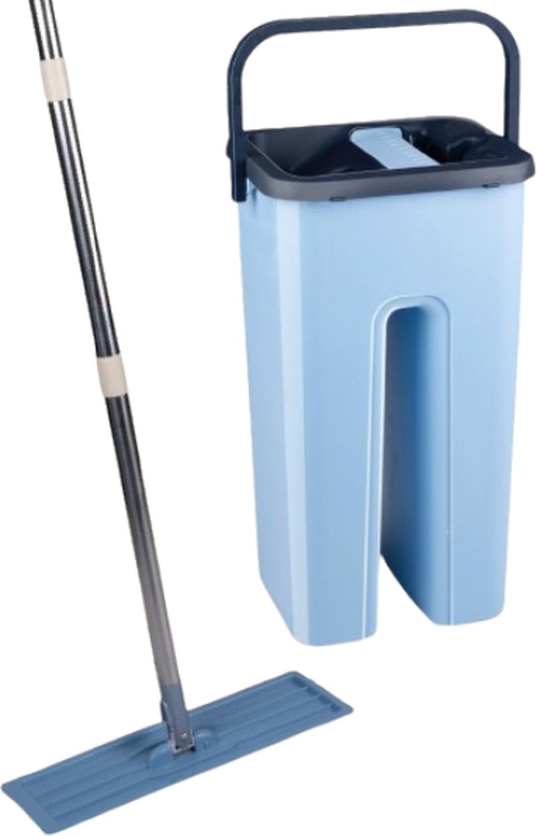 Sistema di pulizia Alpina con secchio - mop incl. 2 panni in microfibra - per pavimenti duri - ruotabile a 360°
