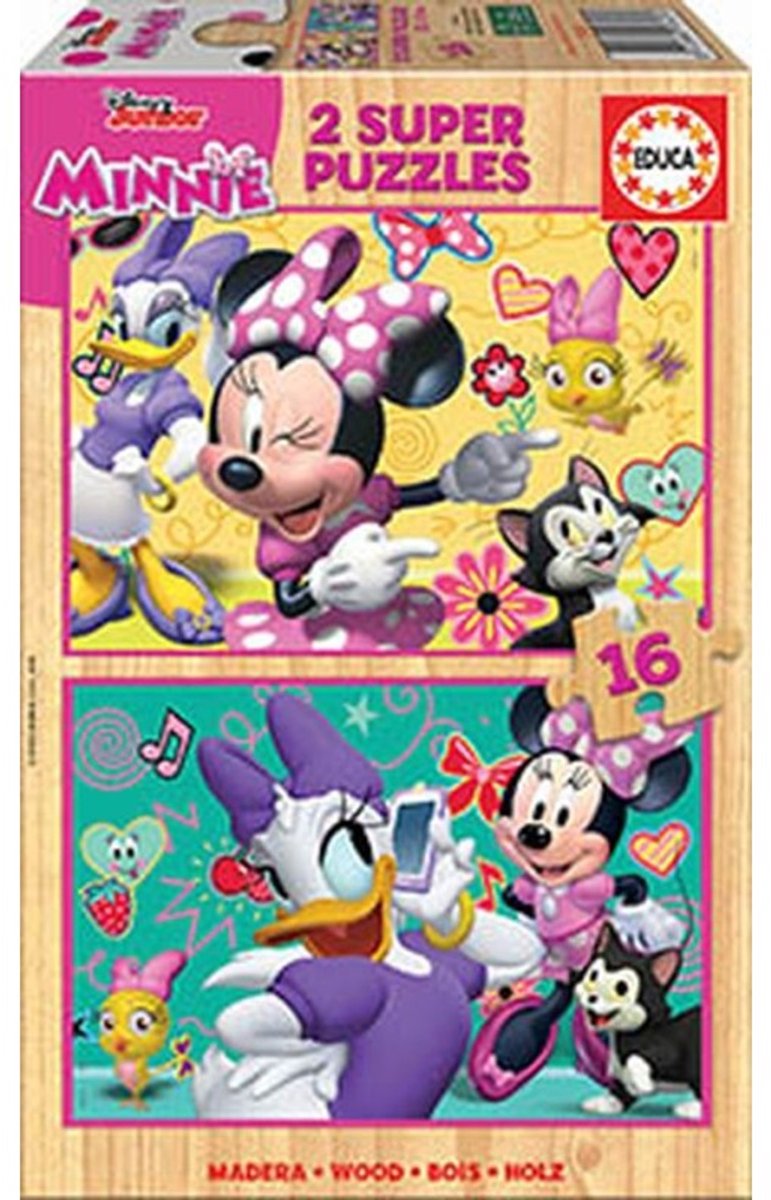 Educa - puzzel 2 x 16 stukjes hout - minnie