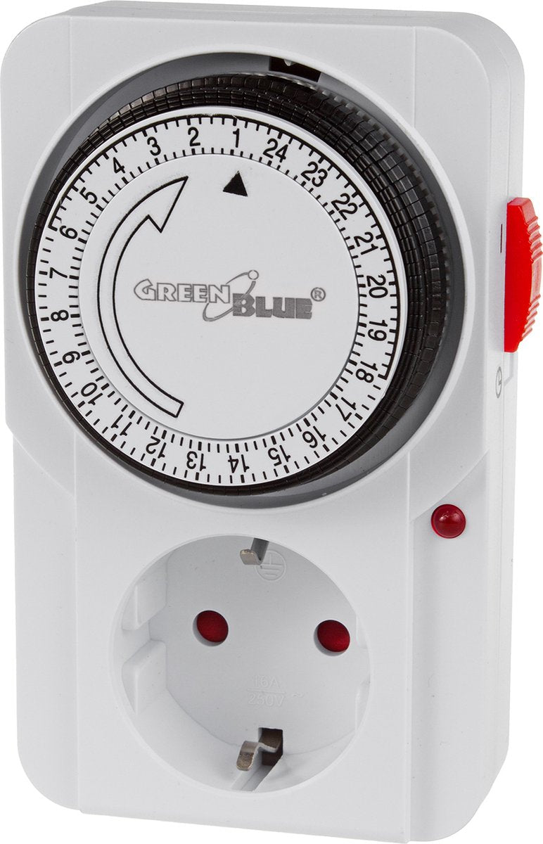 Greenblue - timer - timer - tipo f - timer meccanico - 48 programmi, max. carico 16a, ip20, gb360 f