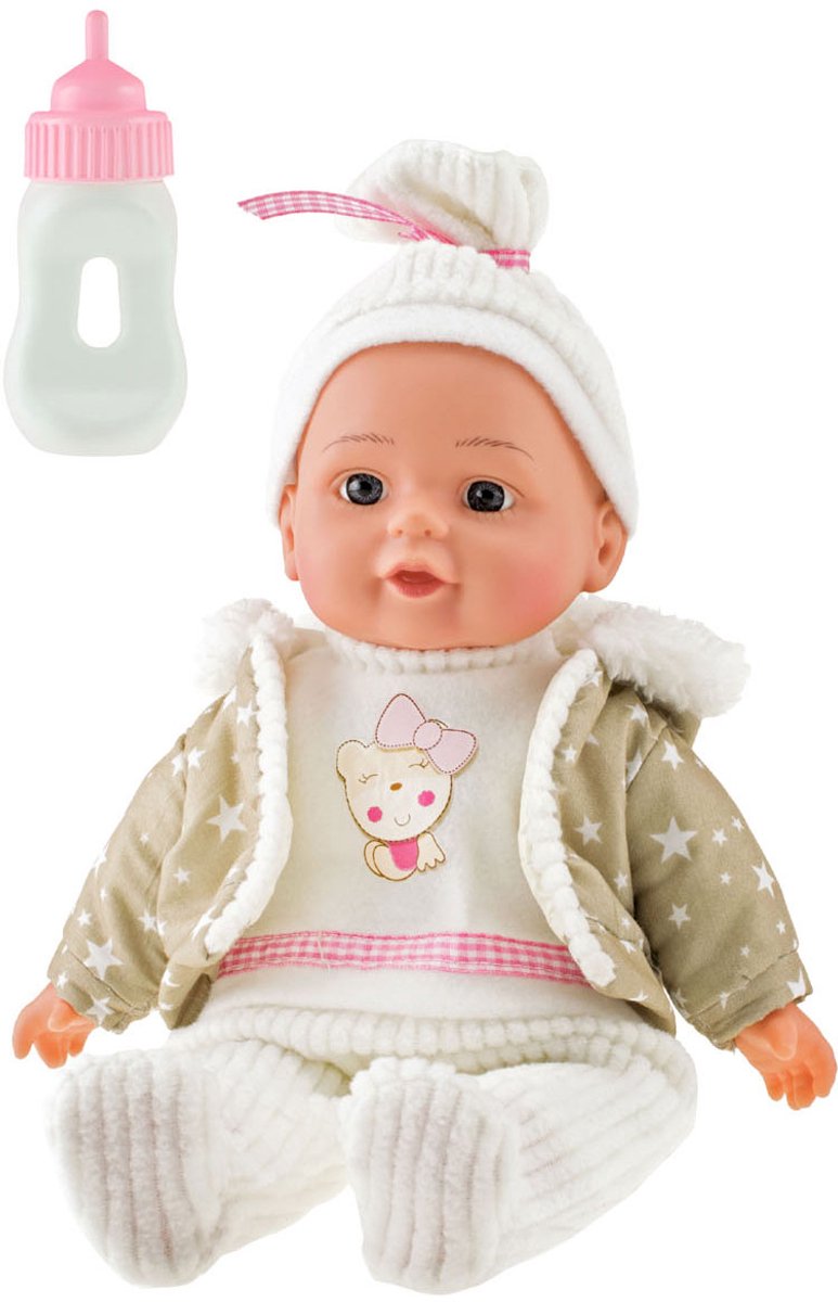 Beau Babypop 32 cm + atuendo de invierno y botella