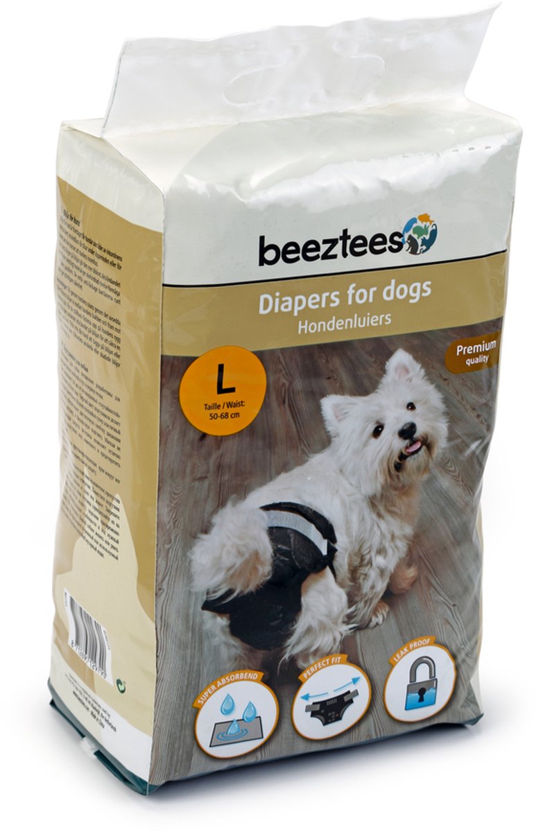 Pannolini per cani Beeztees l - pantaloni termici per cani - neri - 10 pz