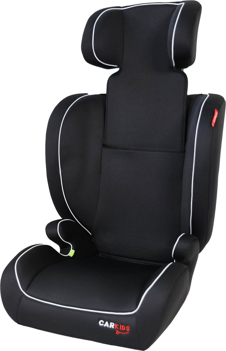 Silla de auto Carkids i-size frankie - cumple con el estándar i-size r-129 - para niños de 100 a 150 cm - reposacabezas ajustable - opciones de instalación flexibles - blanco y negro