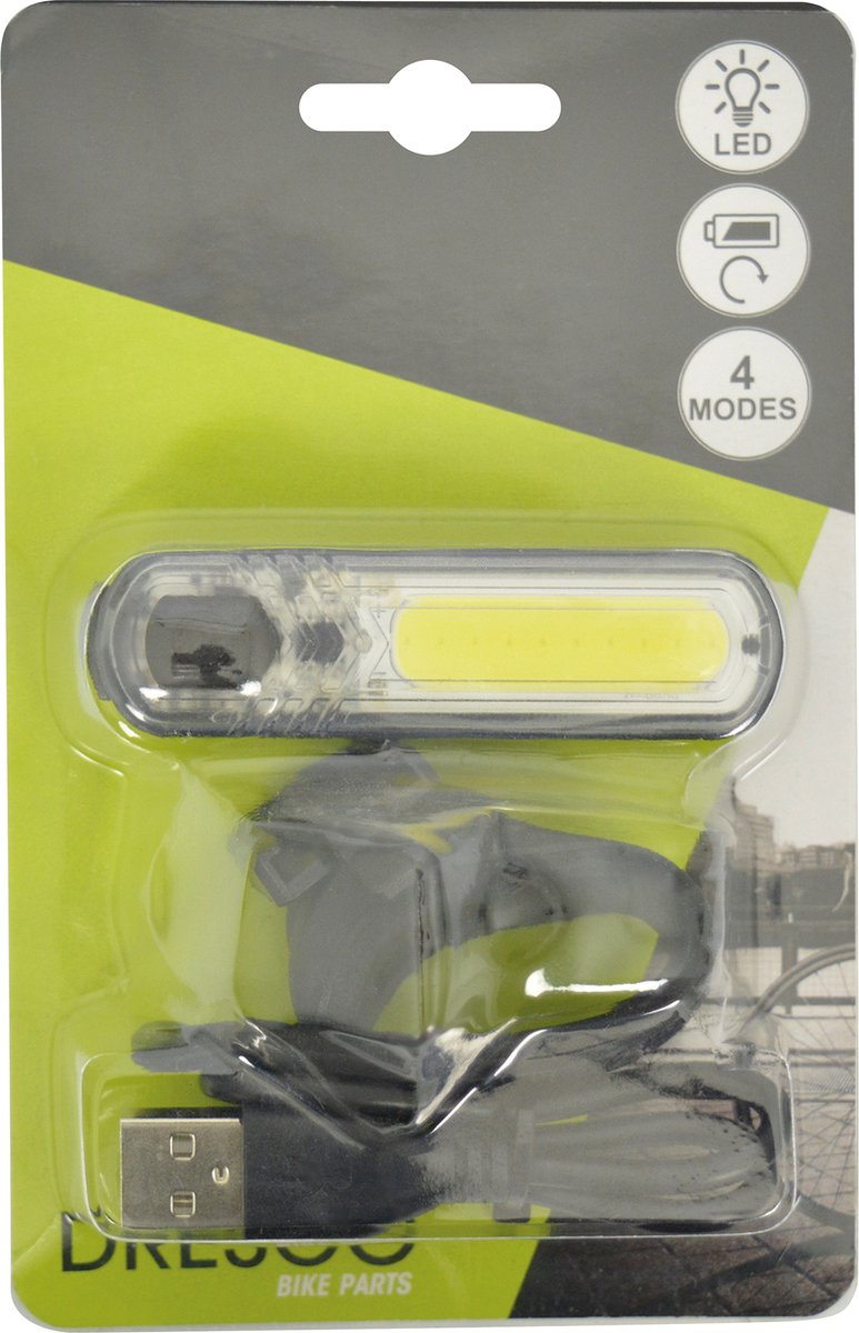 DRESCO Voorlicht COB LED USB charging 60 Lumen Black