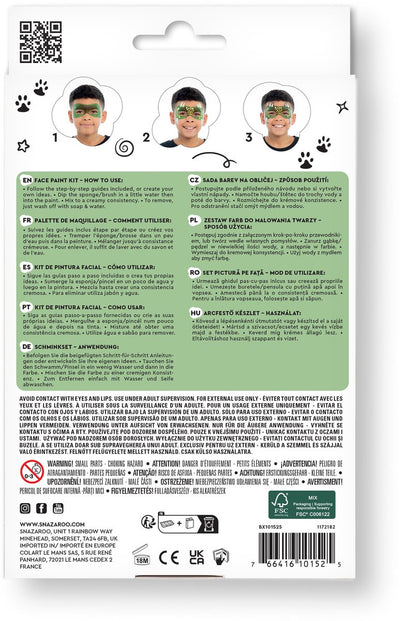 Snazaroo 1172182 set per pittura per il viso dinosauro drago acqua – pittura per il viso per bambini – kit per pittura per il viso drago dinosauro – 13 pezzi – ipoallergenico
