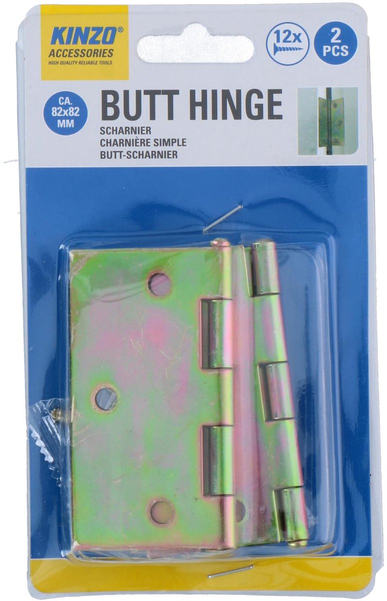 Cerniere per porte Kinzo – 2 pezzi – cerniere in metallo 82 x 82 mm – incluse 12 viti – per porte e armadi