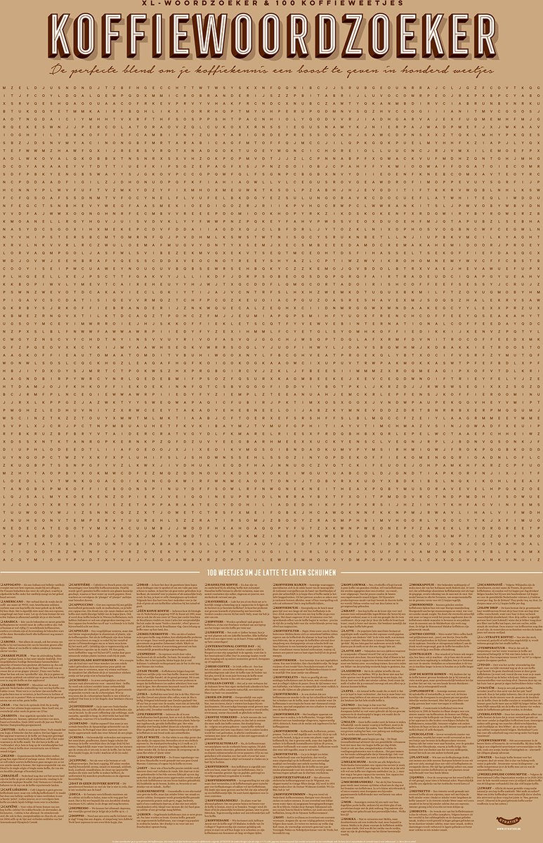 Stratier xl spelposter - koffiewoordzoeker - 100 weetjes