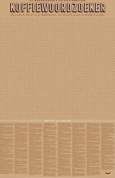 Póster del juego Stratier XL - Búsqueda de palabras sobre café - 100 hechos