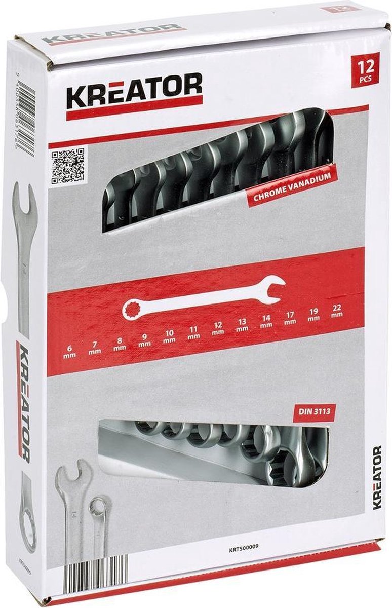 Kreator - hand tools - krt500009 - sleutelset - 6-22mm combinatie - 12 st.