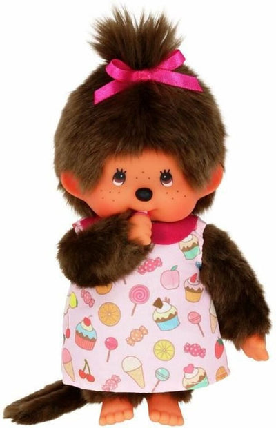 Bandai - monchhichi - bambola monchhichi caramelle peluche - iconico peluche scimmia anni '80 - morbido peluche 20 cm per bambini e adulti - giocattoli bambini 2+ - se233861