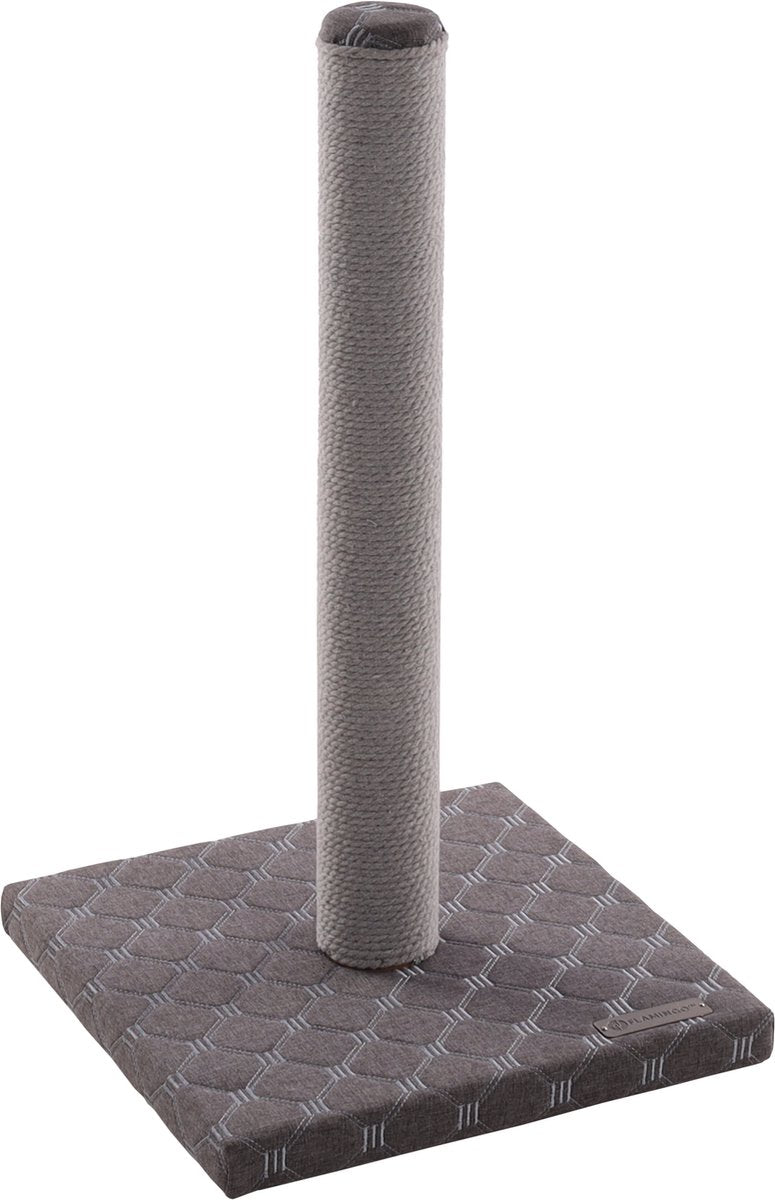 Poste rascador Flamingo – emma grey – 34,5 × 34,5 × 60,5 cm – cuerda rascadora de algodón – con placa base acolchada – para gatos
