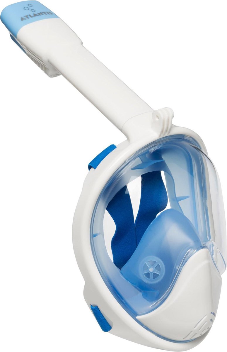 Máscara de snorkel Atlantis 2.0 - gafas de buceo - snorkel - set de snorkel - máscara completa - adultos - blanco azul - L XL