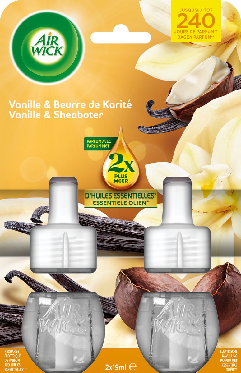Air wick ambientador eléctrico vainilla manteca de karité - recambio duo 2x19ml