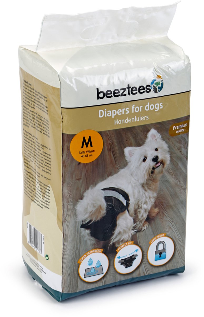 Pannolini per cani Beeztees m - pantaloni termici per cani - neri - 12 pz