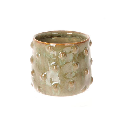 Hbx vaso da fiori natural living bozzola ø11,5xh11cm verde oliva