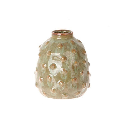 Hbx natural living jarrón cerámica ø10,5xh12cm verde oliva