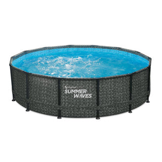 Onde estive piscina telaio d'élite 427 x 107 cm a spina di pesce scuro + pompa filtro