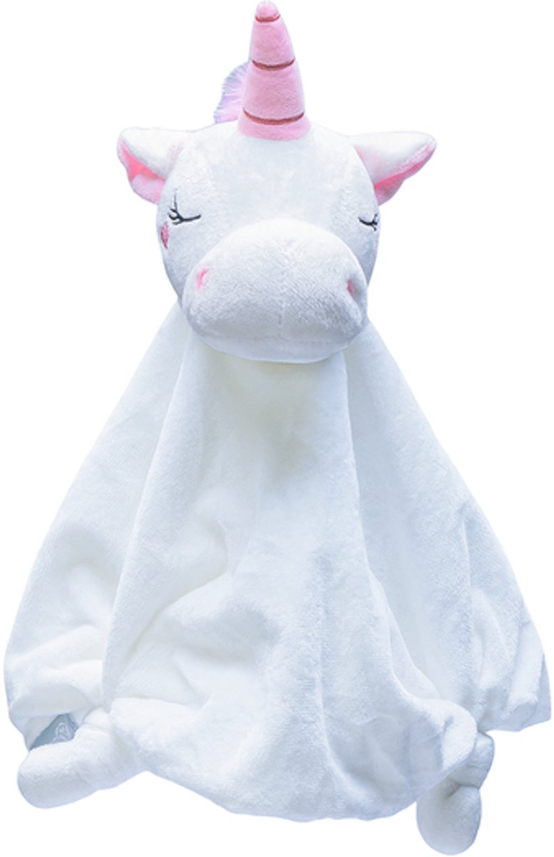 Beeztees puppy speelgoed knuffeldoek unicorn - puppy knuffel - honden speelgoed - pluche - wit - 33x25x14 cm