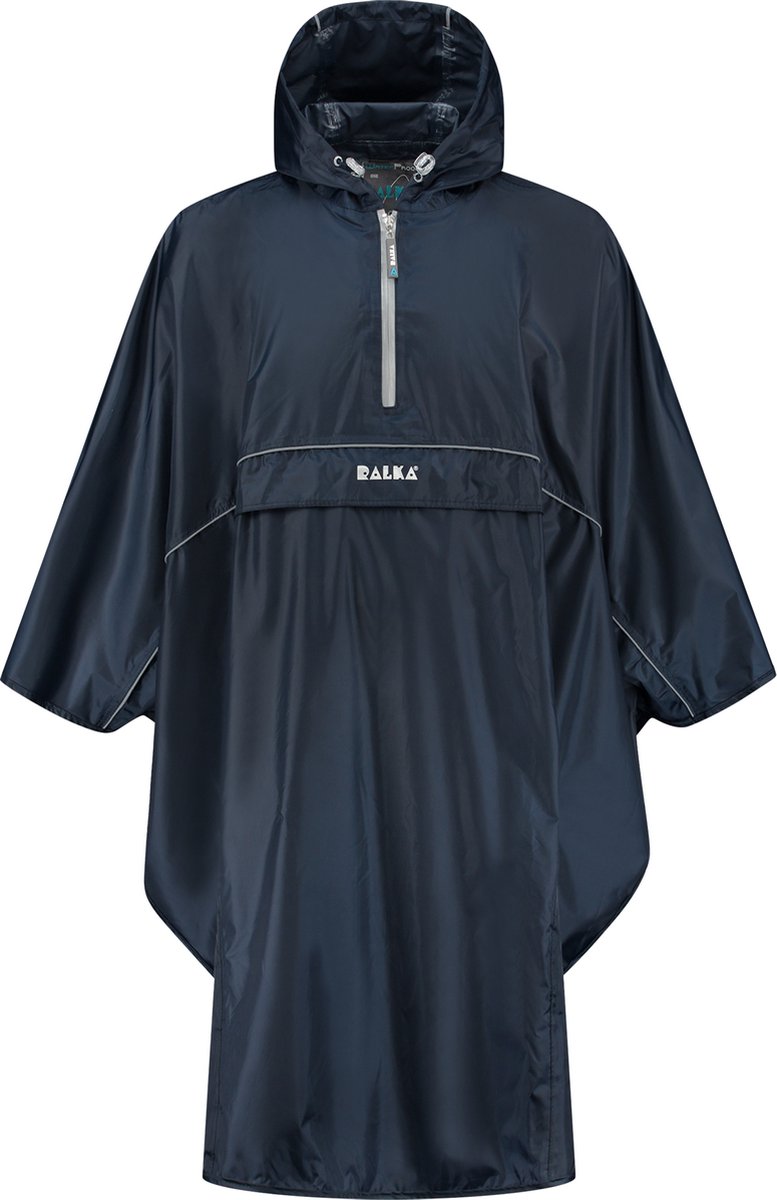 Ralka regenponcho waterdicht reflectie - blauw - volwassenen