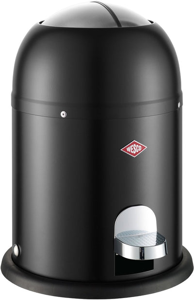 Secchio per cosmetici Wesco mini master in nero opaco, lamiera d'acciaio verniciata a polvere, capacità 6 litri, secchio interno in plastica, pedale