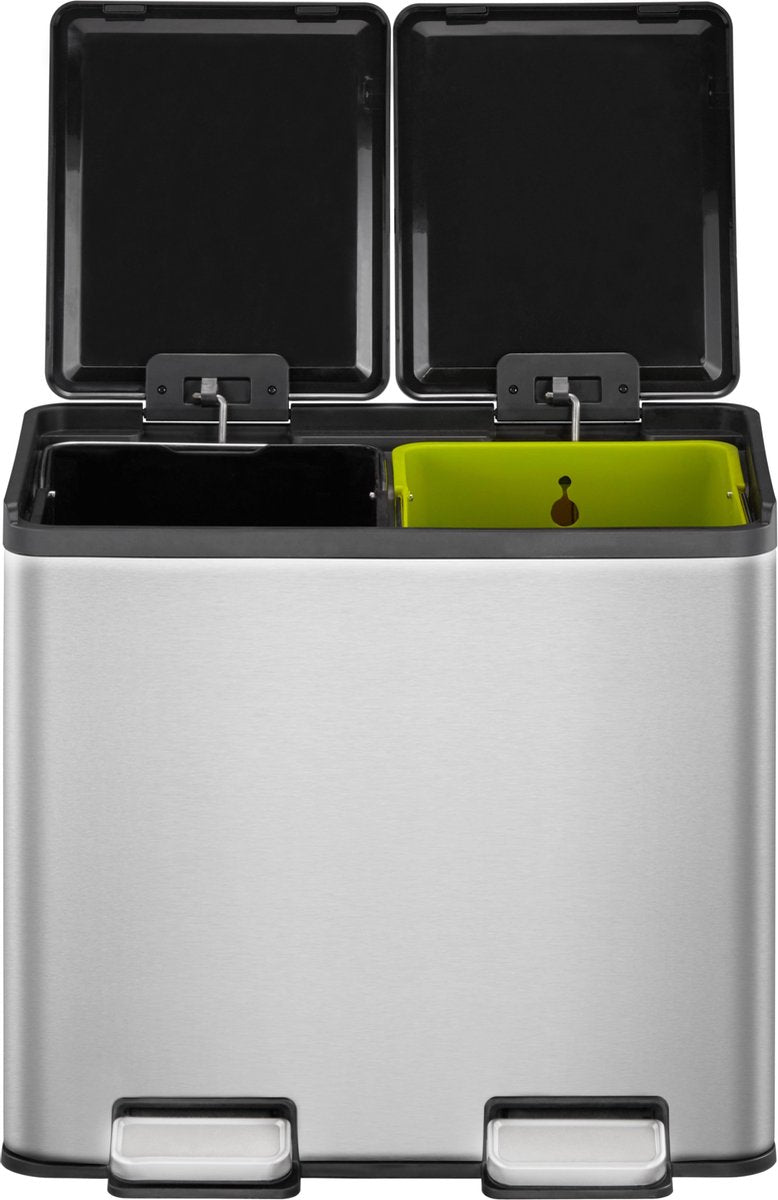 Eko - raccolta differenziata a pedale essenziale 10+10 litri - inox - inox satinato - pattumiera per rifiuti