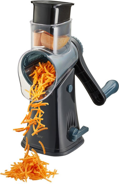 Grattugia Gefu Click Drum – 5 tamburi intercambiabili – grattugia per verdure, formaggio e noci – ventosa antiscivolo