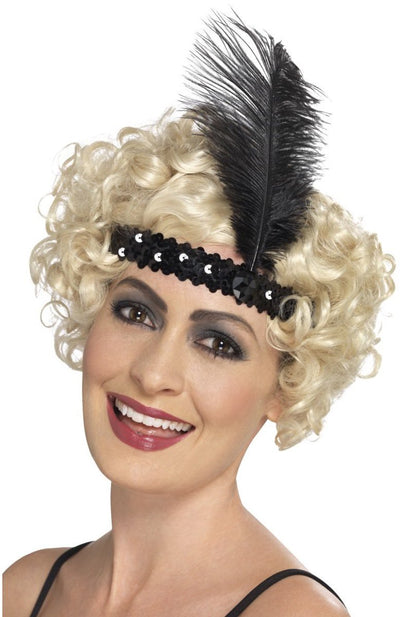Smiffys - headband - charleston - with feather - black
