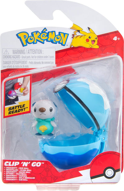 Jazwares pokemon clip 'n' go oshawott dive ball