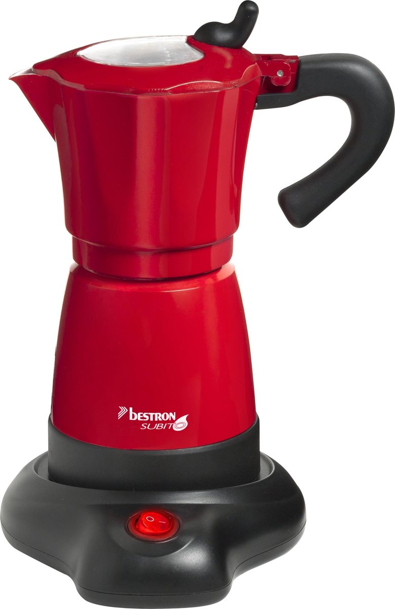 Bestron percolator - aes480 - 300 ml - 6 kopjes - aluminium behuizing - rood - 5 jaar garantie