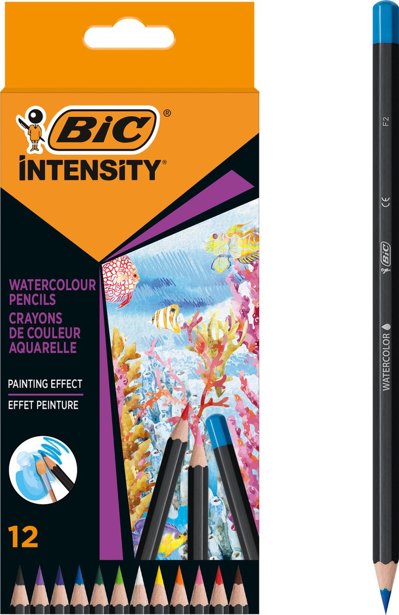 Matite acquarello intensità Bic - matite acquarello - bambini e adulti - colori diversi - matita - 12 pezzi