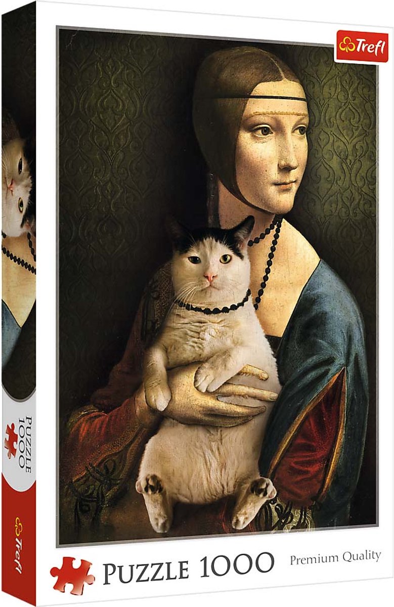 Puzzle Trefl 1000 pezzi signora con gatto puzzle per adulti.